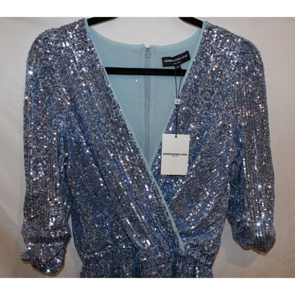 Generation Love Allegra‎ Ice Princess Blue Sequin Romper Size XXS $385 NWT - Picture 6 of 8